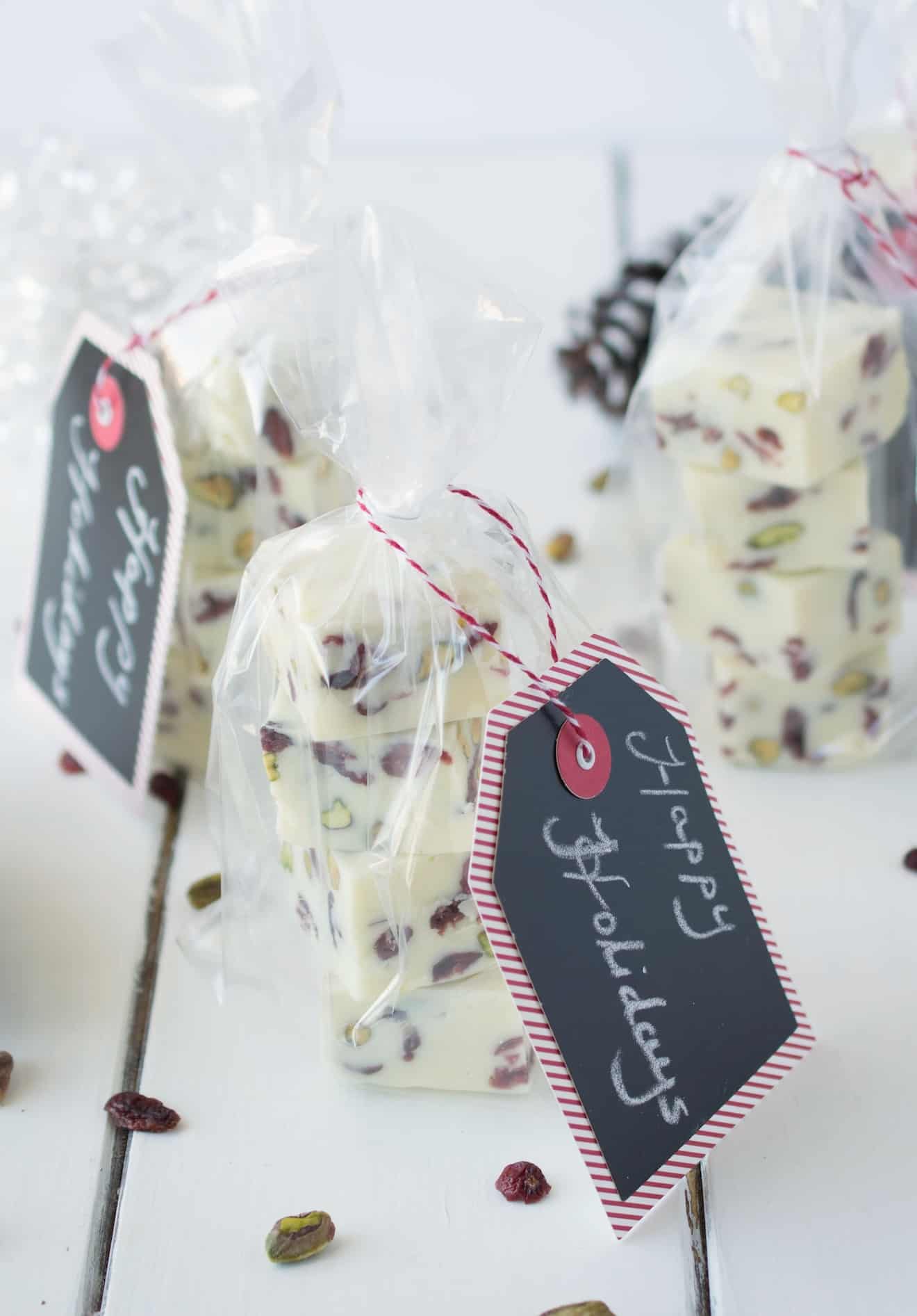 White Chocolate Pistachio Cranberry Fudge
